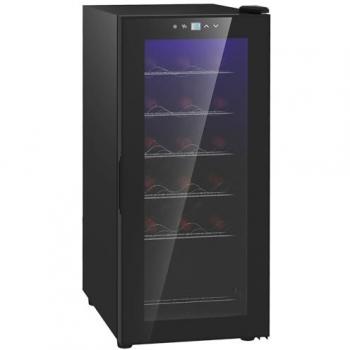 Vinoteca HOMCOM 18 Botellas 50L con Luz LED, Pantalla Táctil Digital y Puerta de Vidrio Templado
