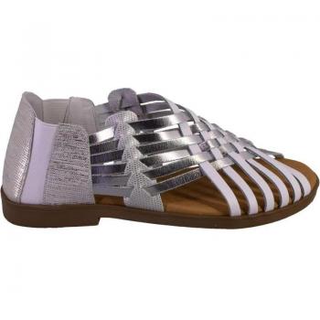 KAMINA 1224 Sandalias de mujer en piel blanco y plata