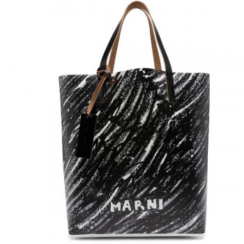 Marni Men's Black Logo Print Tote Bag - One Size