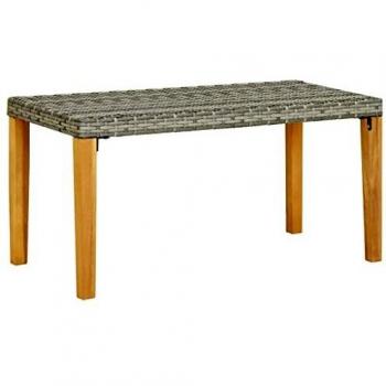 vidaXL Garden Bench 120 cm Grey Poly Rattan and Solid Acacia Wood