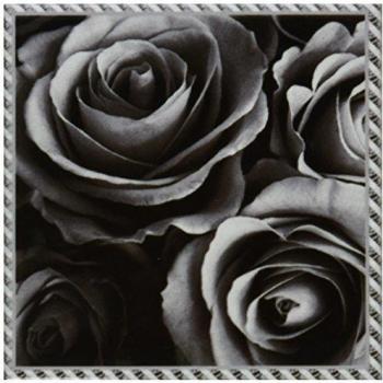 3dRose CST _ 29940 _ 4 Close Up Escena de plata oscuro Gray de ensueño rosas rodeado por un rayas frame-ceramic Azulejos Posavasos, juego de 8