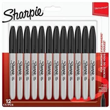 Sharpie 1996111 - Rotuladores permanentes, punta fina, paquete de 12, color negro