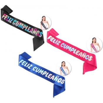 Banda de cumpleaños de 160x9,5 cm en varios colores