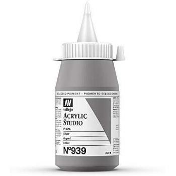 Vallejo - Colores acrílicos vallejo studio 500ml, color plata