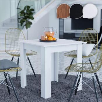 Mesa de Comedor Cuadrada 80x80 cm, para 4 Personas, de MDF con Melamina, en varios colores (Blanco, Negro y Marrón), Robusta, Pequeña, Ligera, Minimalista