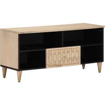 Mueble de TV madera maciza de mango 100x33x46 cm Marrón