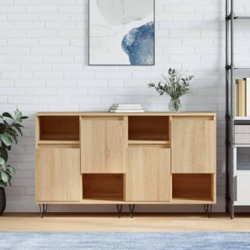 Aparadores 2 uds madera contrachapada color roble sonoma Marrón Mueble de Almacenaje de Salón Buffet Armario Auxiliar Armario de Almacenamiento
