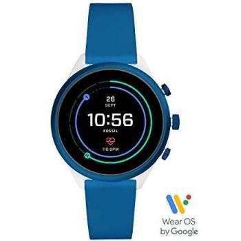 Fossil Sport- Touchscreen Smartwatch 41mm with Blue Silicone Strap for Women FTW6051