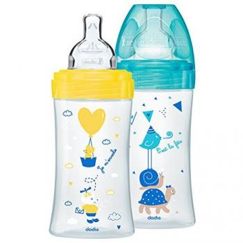 Dodie Sensation+ - Set de 2 biberones, 270 ml, color lagoon