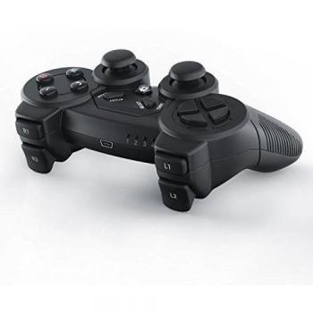 Gamepad inalámbrico USB para PC / ordenador con doble vibración | controlador de mando | Plug & Play | negro