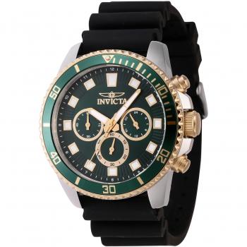Reloj de pulsera Invicta Pro Diver 46127 para Hombre, Cuarzo, 45mm, correa color Negro, Dial Latón Verde