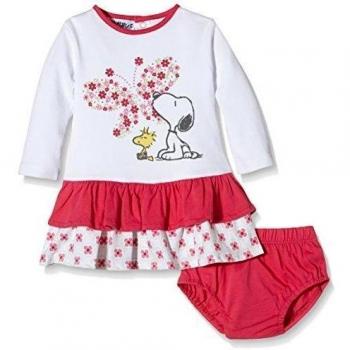 Bimbus Abitino Interlock  C/ Balze Peanuts - Vestido bebé-niñas, Blanco