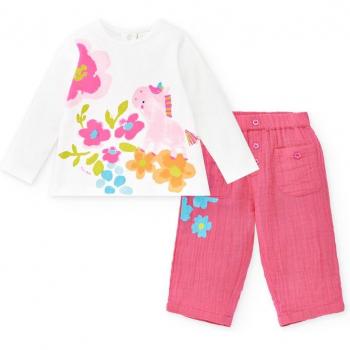Conjunto de bebé niña Tuc Tuc Over The Rainbow - camiseta de manga larga y pantalón con cintura elástica
