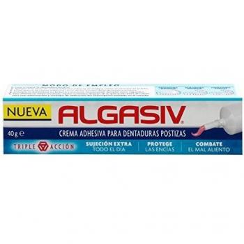 Algasiv Crema Adhesiva Para Dentadura Postizas, Sujeción Extra Todo El Día, Protege Las Encías, Combate El Mal Aliento, 40g