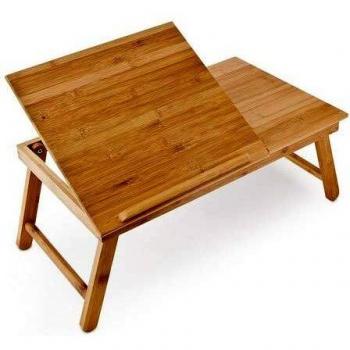 Relaxdays 10016734 mesa plegable con cajón de bambú 55 x 33 x 24 cm