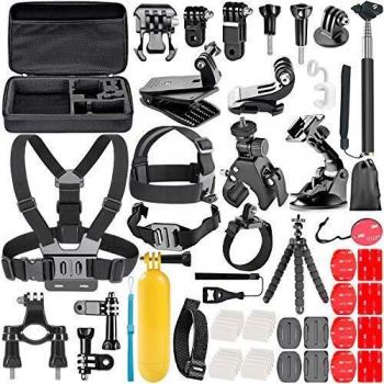 Neewer 58 en 1 Kit de Accesorios para Cámara de Acción Compatible con GoPro Hero 10 9 8 Max 7 6 5 4 Black 2018 Session Fusion Silver White Insta360 DJI Action 2 AKASO APEMAN Campark SJCAM Etc.