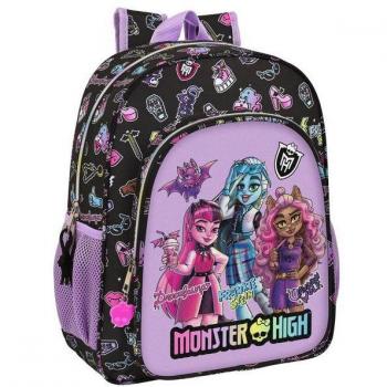 Mochila Junior Adaptable a Carro Monster High Creep Safta Negra 32x38x12cm
