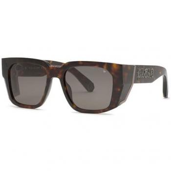 Philipp Plein Women's Stylish Sunglasses SPP130M Shiny Dark Havana Grey/Green CAT3 54MM