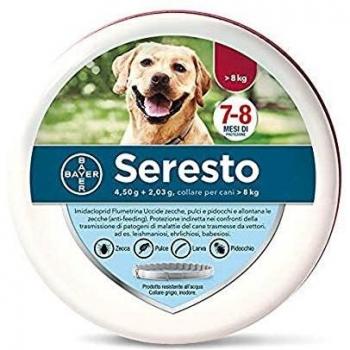 Collar Antiparasitario Seresto para Perros de Más de 8 kg - 70 cm, Protección contra Pulgas y Garrapatas, Eficacia hasta 8 Meses