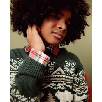 Sfera - Jersey navidad jacquard, tejido de punto, diseño jacquard con motivos navideños, cuello redondo, manga larga, corte regular