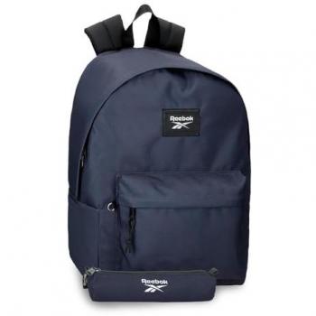 Mochila Reebok Brooklyn 21L azul marino con estuche, dimensiones 31,5x45x15 cms, fabricada en poliéster