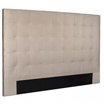 Cabecero de cama capitoné de terciopelo color topo 140 cm HALCIONA