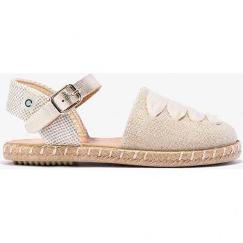 Alpargatas de niña Conguitos beige con lazo