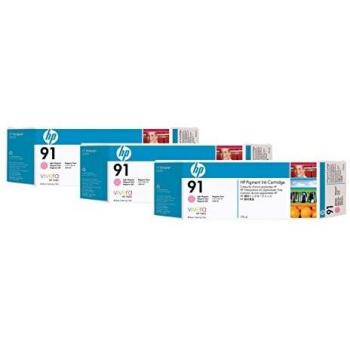 Cartucho de Tinta Original HP 91 Magenta Claro (C9487A) - Pack de 3 x 775ml