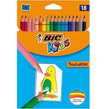 BIC Kids Tropicolors - Blíster de 18 unidades, lápices de colores surtidos