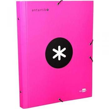Carpeta clasificadora Liderpapel Antartik A4 12 departamentos gomas cartón forrado Color rosa