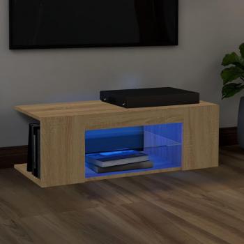 vidaXL TV Cabinet with LED Lights Sonoma Oak 90x39x30 cm