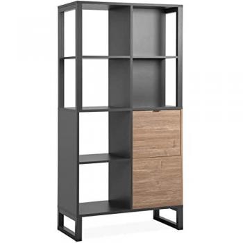 Estantería Calicosy 2 Puertas y 4 Nichos - L83,5 cm - Color Gris Artesano