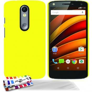 Carcasa Rigida Ultra-Slim MOTOROLA MOTO 3X / X STYLE / 3rd GEN [Le Pearls Premium] [Amarillo] de MUZZANO + 3 Pelliculas de Pantalla UltraClear + ESTILETE y PAÑO MUZZANO REGALADOS - La Protección Antigolpes ULTIMA, ELEGANTE Y DURADERA para su MOTOROL