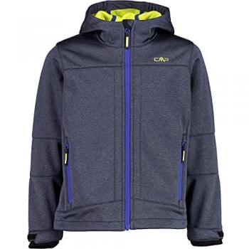 CMP Kids Softshell Jacket with Hood - Blue Melange/Acid, Unisex, Size 140