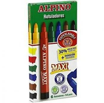 6 ROTULADORES APINO MAXI LAVABLE PUNTA TRAZO USO ESCOLAR