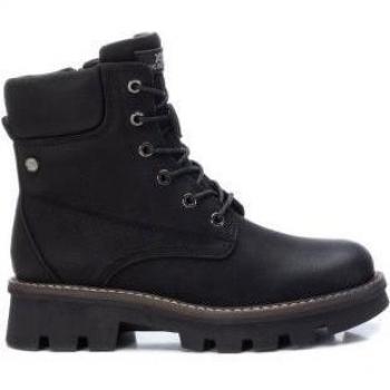 XTI Women's Black Combat Boots 141959 - Casual Flat Ankle Boot with Laces and Side Zipper (Size 36)