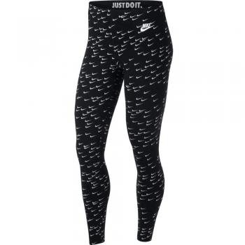 Nike W NSW LEGASEE LGGNG AOP SWSH Pants, Mujer, Black White, L