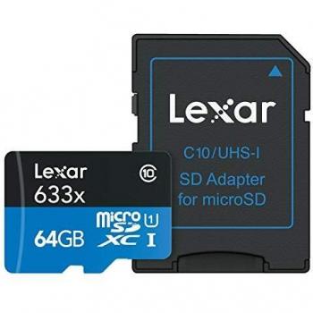 Lexar Lsdmi64Gbbe U633 Tarjeta De Memoria con SD Adaptador, 64.GB, Negro