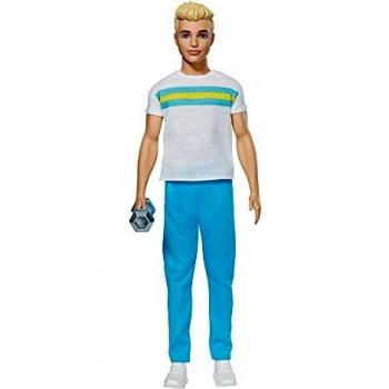 Barbie Ken 60 Aniversario Muñeco rubio con moda deportiva y accesorio de gimnasio, regalo para niñas y niños +3 años