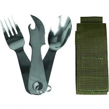 Miltec - Juego de 3 cubiertos de acero inoxidable para adulto, unisex, talla única