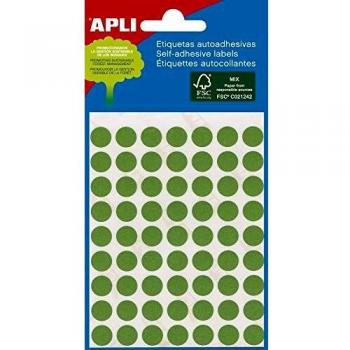 3 Hojas Etiquetas Color Verde Circulo ø 8 mm Apli 02047