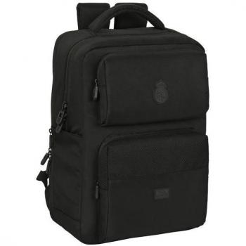 Safta Mochila Escolar Real Madrid con Conector USB, Compartimento para Portátil de hasta 15.6 Pulgadas, Doble Bolsillo y Bolsillo Lateral para Botella, Acolchado