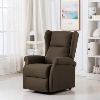 Sillón elevable de tela marrón vidaXL