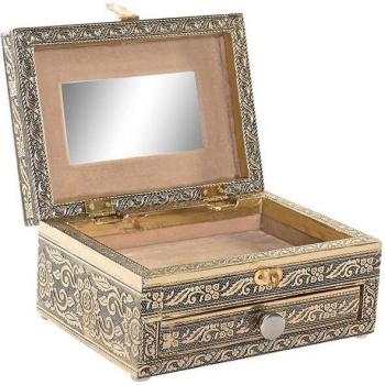 Joyero de madera y aluminio con diseño de Buda 17,5x12,5x8,5