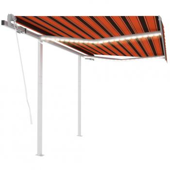 Toldo automático LED Day and Night con sensor de viento naranja marrón 3x2,5 m