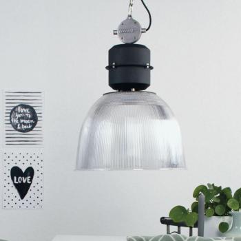 Lámpara Colgante Clearvoyant Transparente y Negro Mate E27 para Salón y Cocina