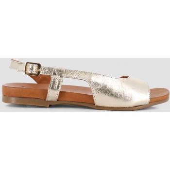 Sandalias planas de mujer de piel con cierre de hebilla doradas Blogger ARENA 81479