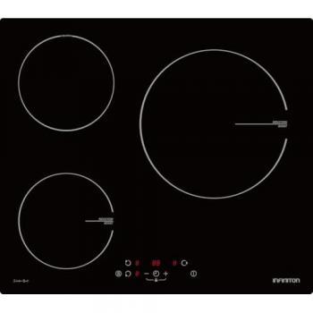 Placa de Inducción Infiniton IND3N61G28, 3 Zonas de Cocción, Función BOOST, Touch Control, 9 Niveles de Potencia por Zona, Función KEEP WARM, Apag