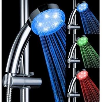 Grifos de Ducha Pulverizador Cabeza de Baño 24cm 3-color LED de Sensor Temperatura Anión SPA