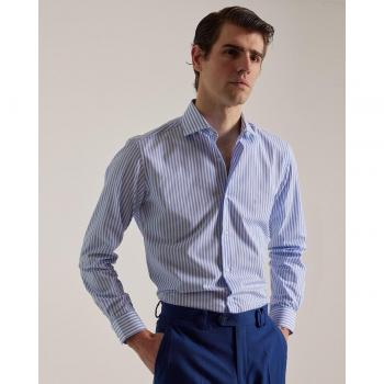 Camisa de hombre slim de rayas azules
